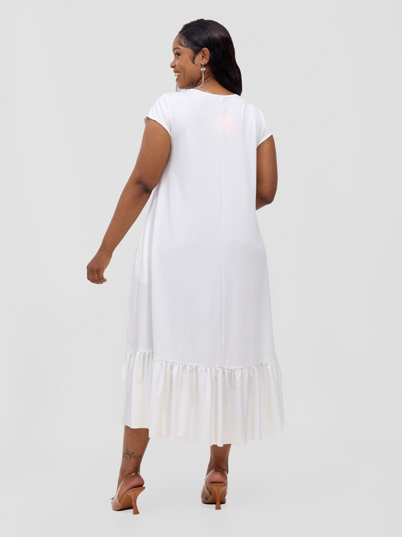 Lindi High Low Dress - White - Shopzetu