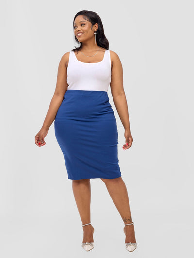 Basic Waridi Pencil Skirt - Teal - Shopzetu