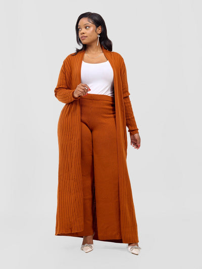 Lalani Rib Maxi Waterfall - Rust - Shopzetu