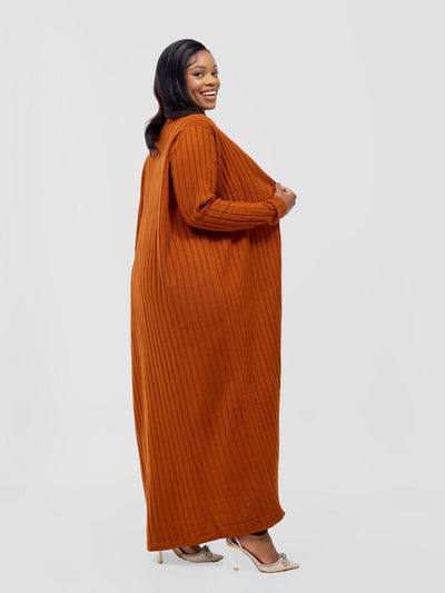 Lalani Rib Maxi Waterfall - Rust - Shopzetu