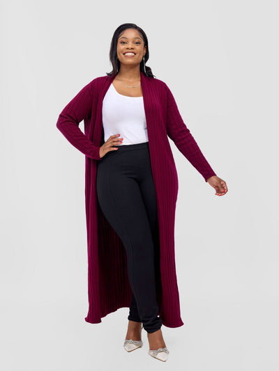 Lalani Rib Maxi Waterfall - Maroon - Shopzetu