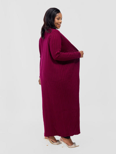 Lalani Rib Maxi Waterfall - Maroon - Shopzetu