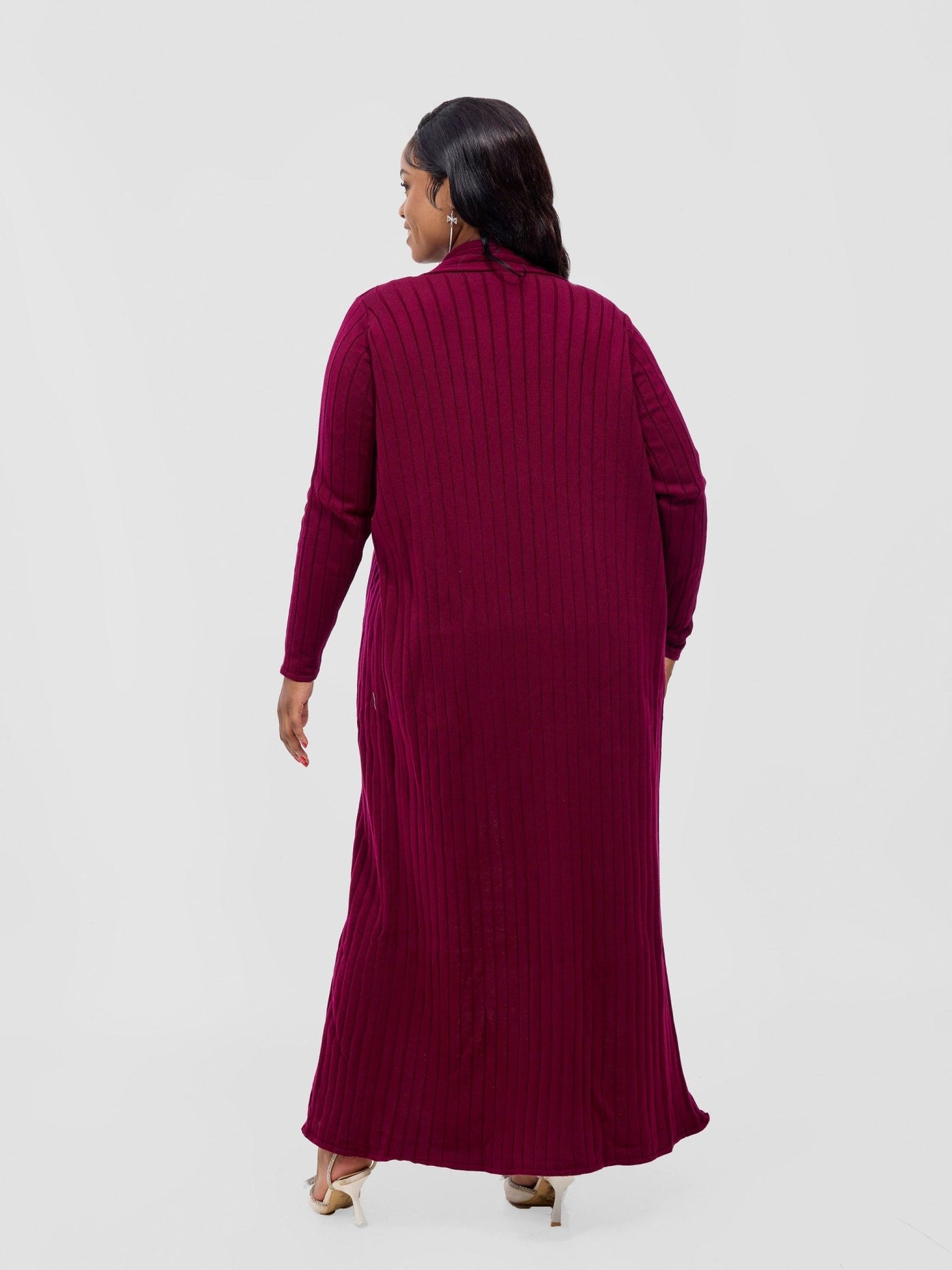 Lalani Rib Maxi Waterfall - Maroon - Shopzetu