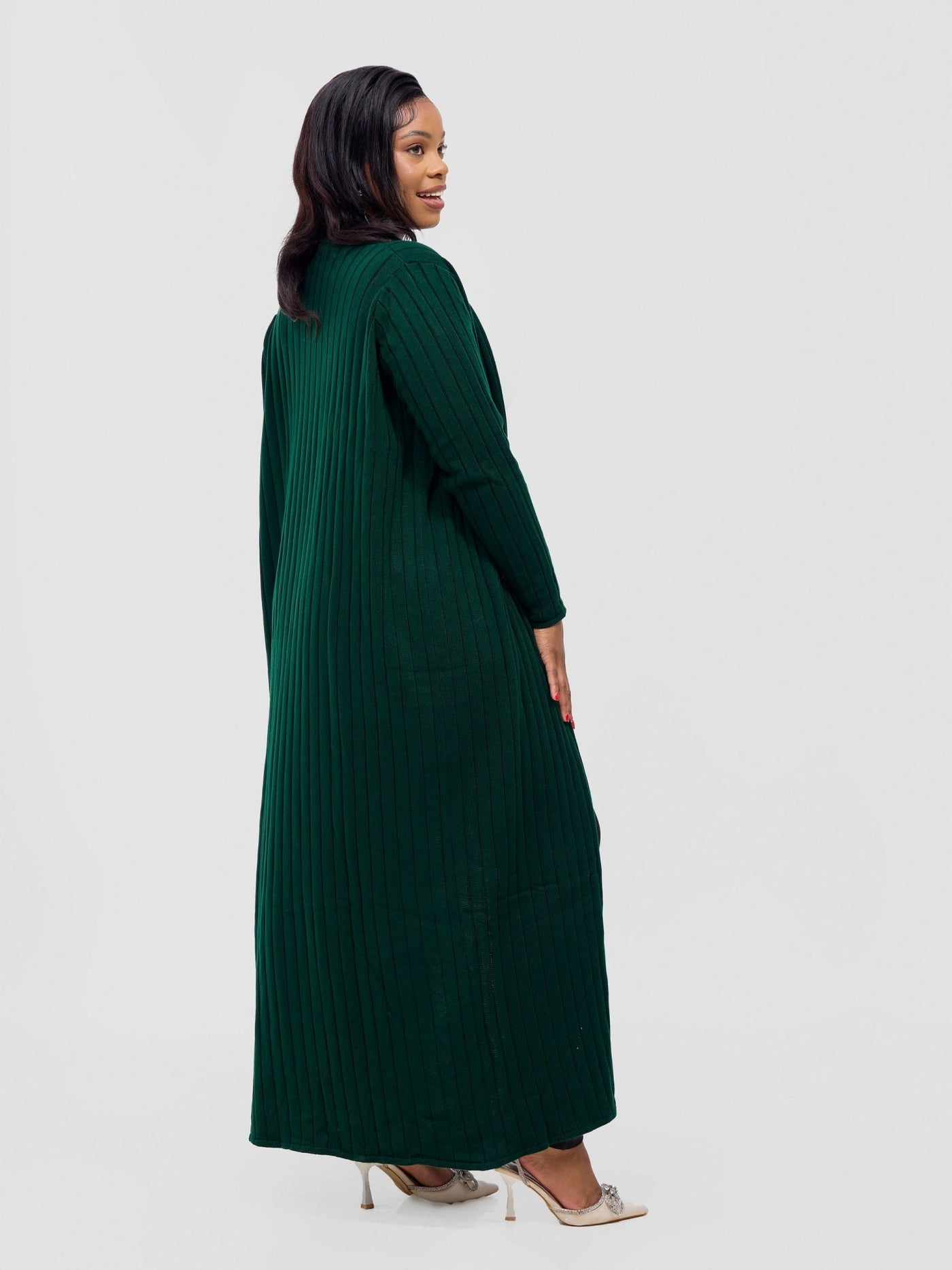 Lalani Rib Maxi Waterfall - Dark Green - Shopzetu