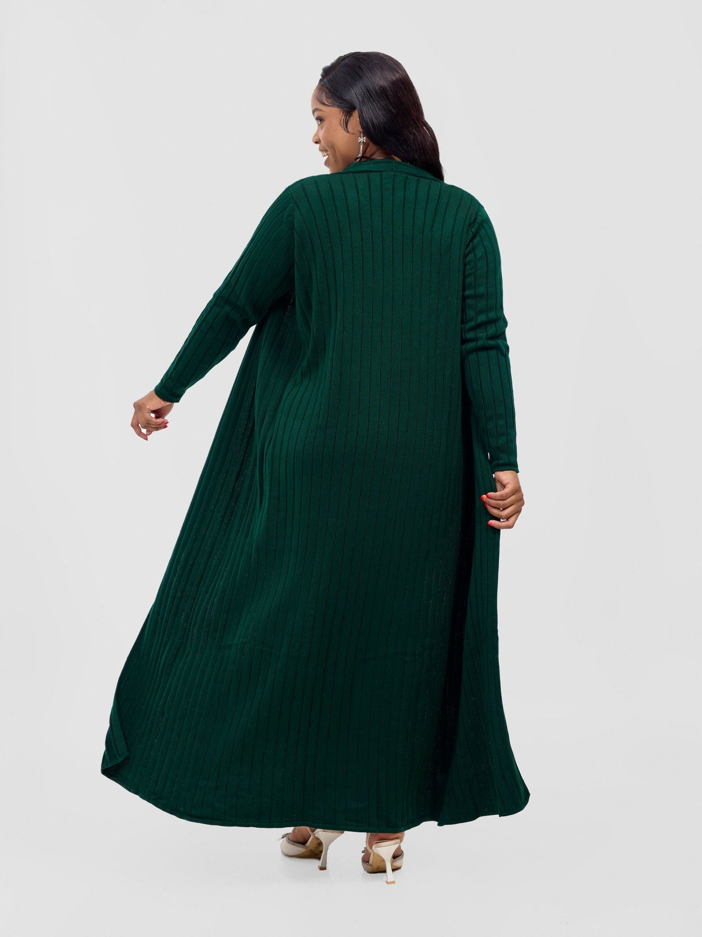 Lalani Rib Maxi Waterfall - Dark Green - Shopzetu