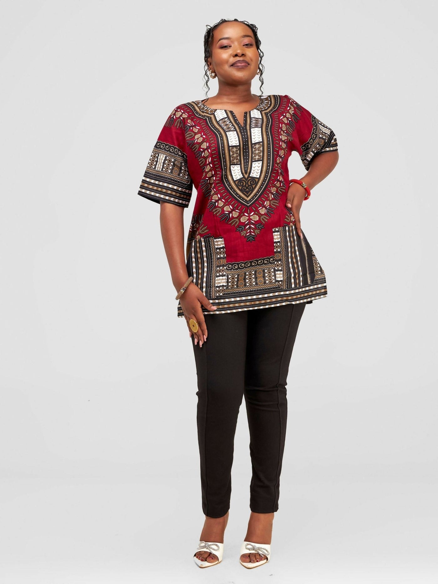 Ankarated Melo Dashiki Shirt - Maroon - Shopzetu