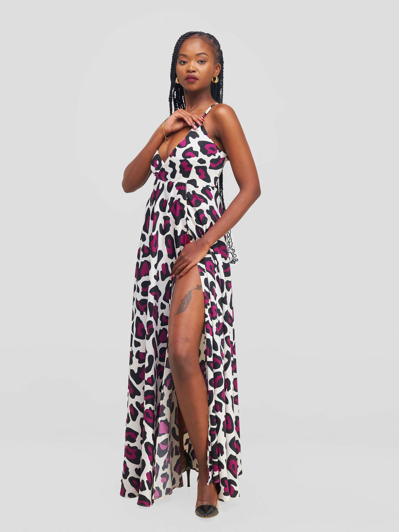 Stella Customized Kenya Spaghetti Sleeveless Dress - Animal Print