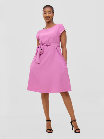 Vivo Basic Cap Sleeve Tent Knee Length Dress - Dusty Pink - Shopzetu