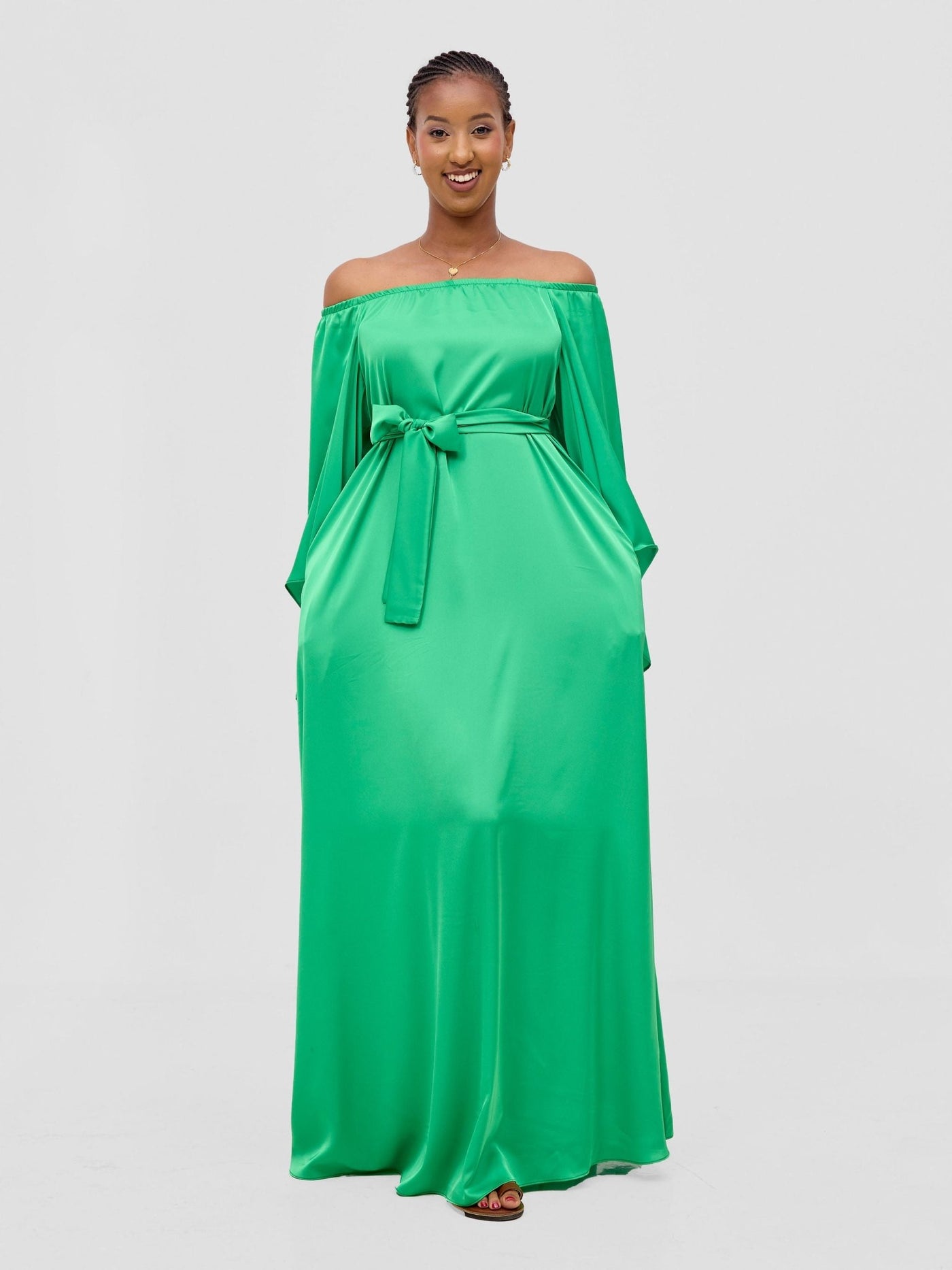 Vivo Chidii Off Shoulder Maxi Dress - Green - Shopzetu