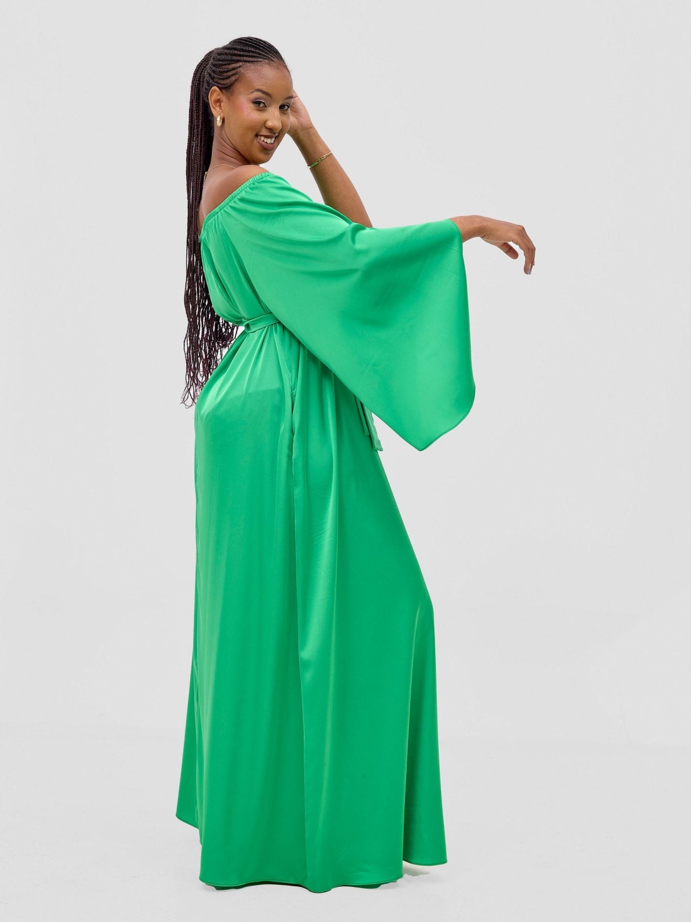 Vivo Chidii Off Shoulder Maxi Dress - Green - Shopzetu