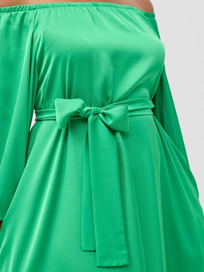 Vivo Chidii Off Shoulder Maxi Dress - Green - Shopzetu