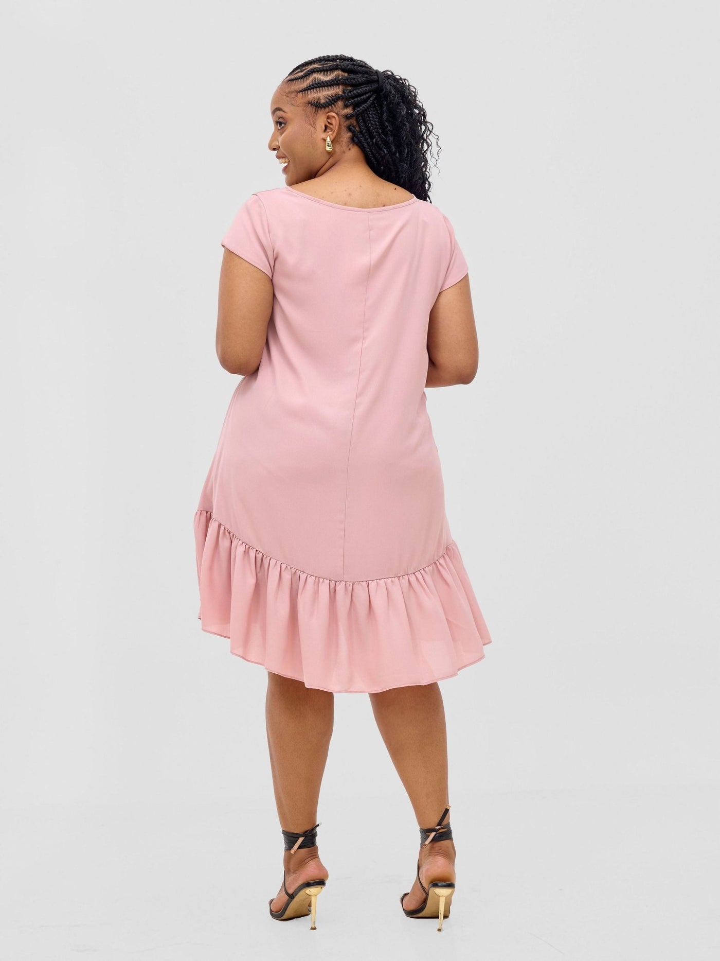 Vivo Dalia Cap Sleeve Gathered Tent Dress - Dark Pink - Shopzetu