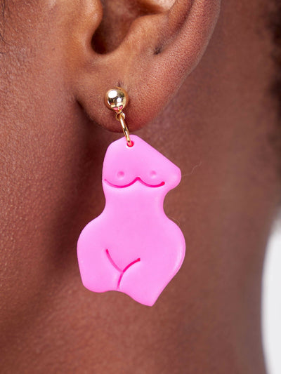 Shaping Ivy Female Body Earrings - Pink - Shopzetu