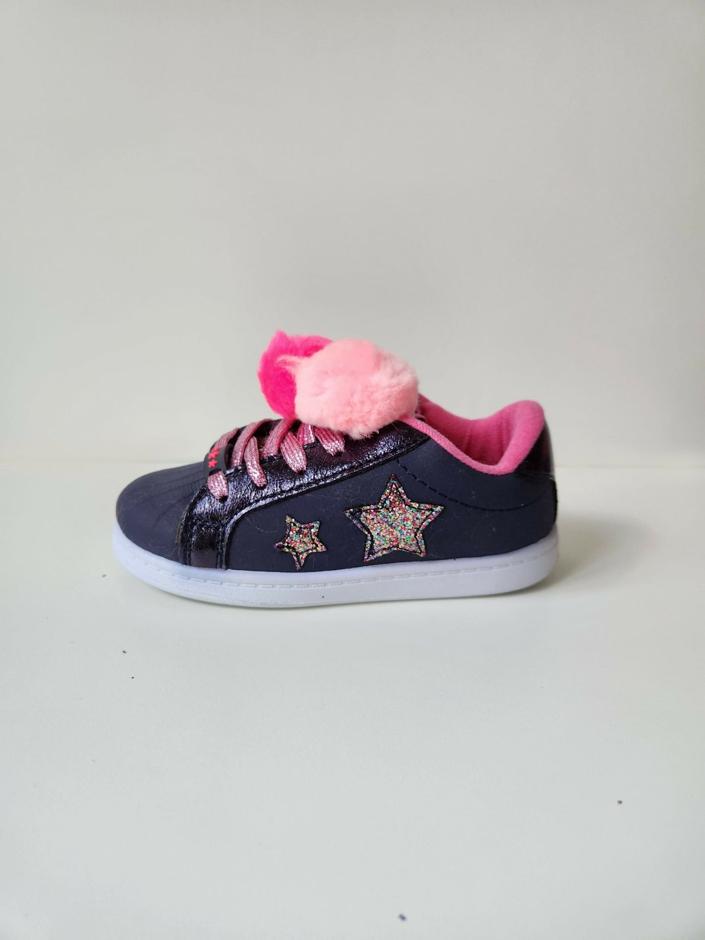 Girls Pompom Trainers - Navy / Purple - Shopzetu