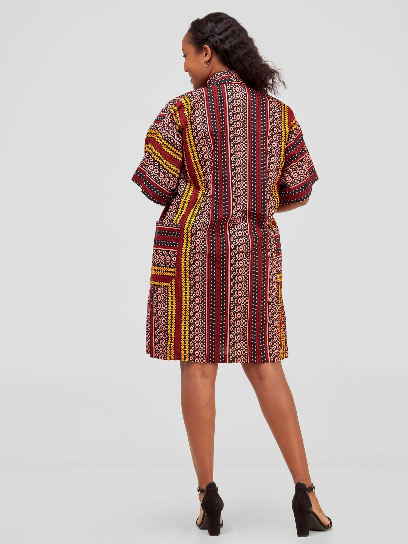 Purple Thread Zulu Short & Kimono Set - Red / Yellow Print - Shopzetu