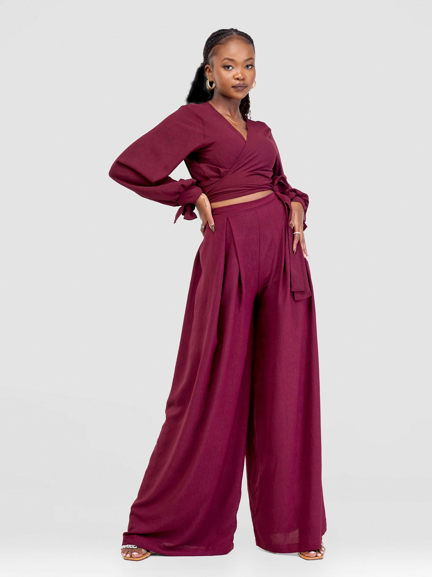 Asmara Palazzo Pants - Maroon