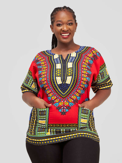 Ankarated Melo Dashiki Shirt - Red - Shopzetu