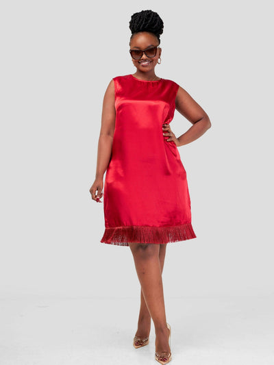 Fauza Design Tassel Dress - Maroon - Shopzetu
