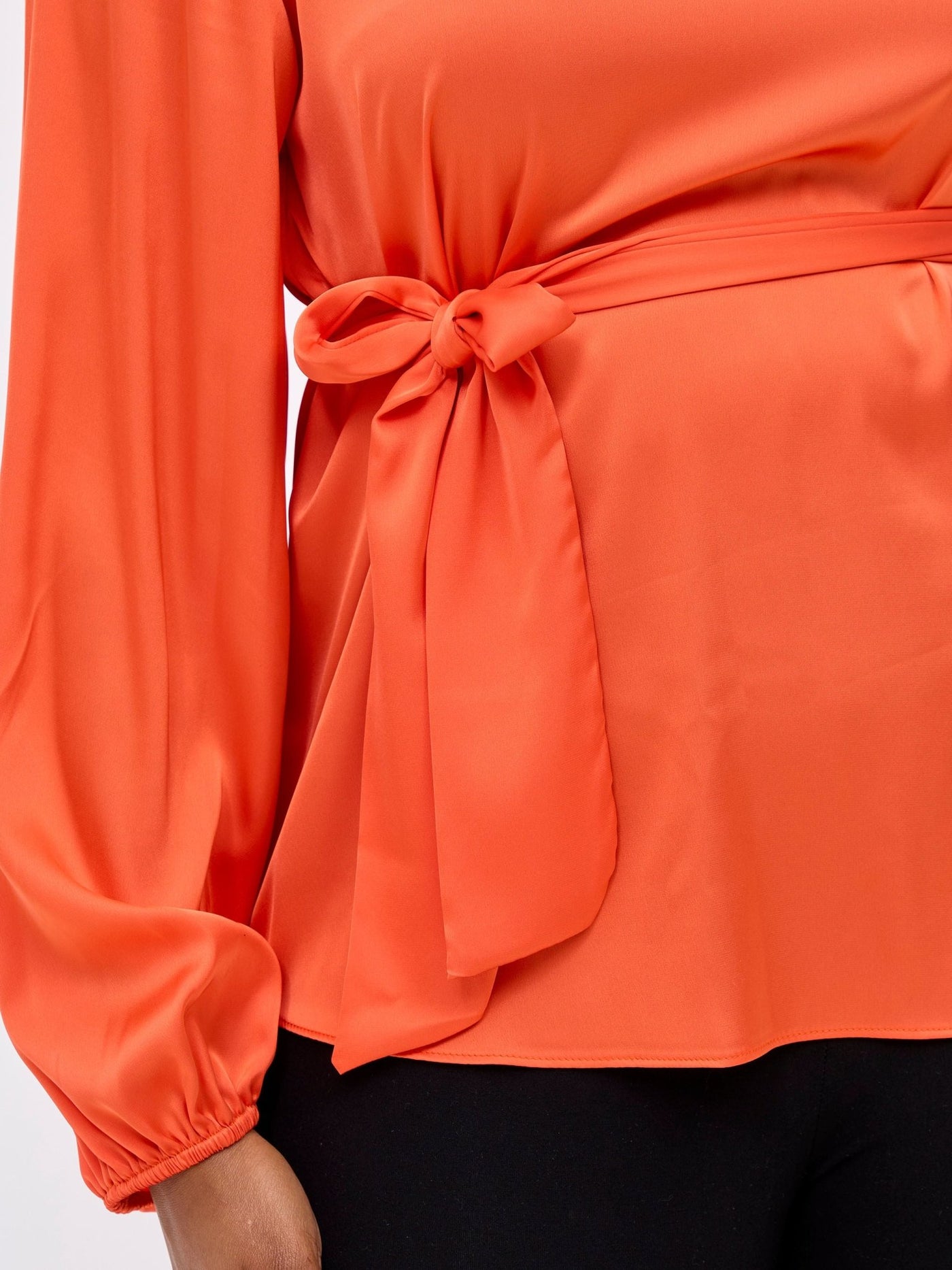 Vivo Basic Satin Bishop Sleeved Top - Orange - Shopzetu