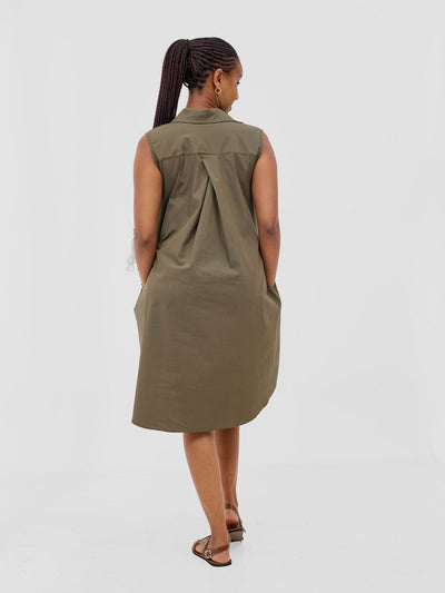 Safari Kaya Sleeveless Tent Shirt Dress - Hunters - Shopzetu