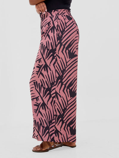 Vivo Ayla Crepe Pants - Light Dust Pink / Black Lala Print - Shopzetu