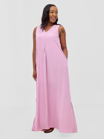 Vivo Ava Front Pleat Maxi Dress - Pink Nectar - Shopzetu