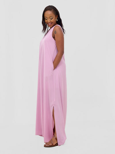 Vivo Ava Front Pleat Maxi Dress - Pink Nectar - Shopzetu