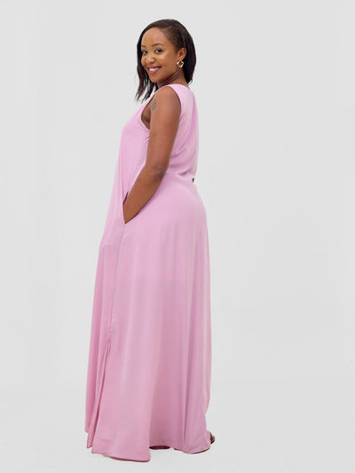 Vivo Ava Front Pleat Maxi Dress - Pink Nectar - Shopzetu