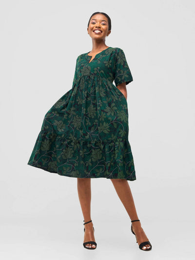 PrettyGline Kitenge Dress - Jungle Green - Shopzetu