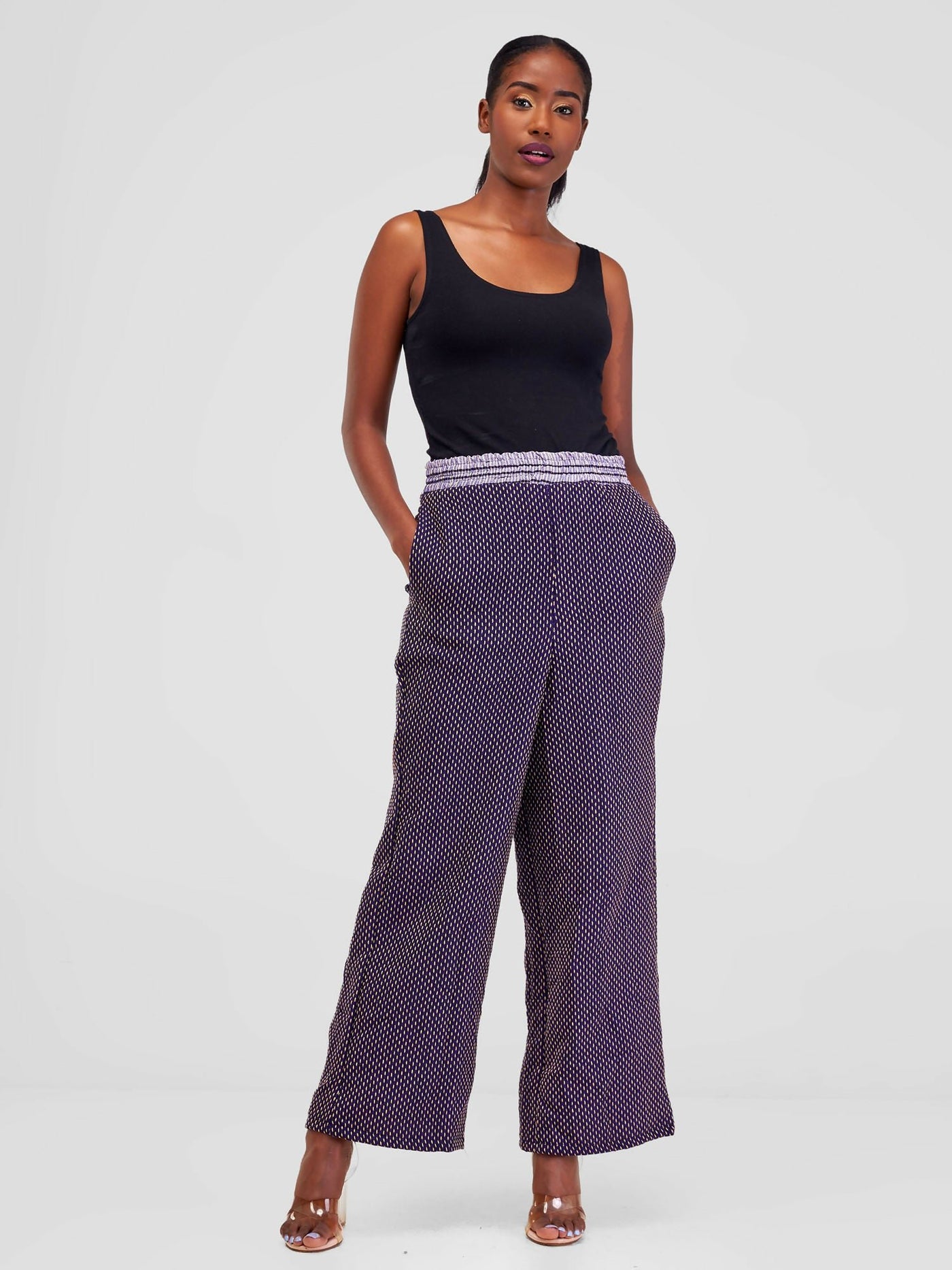 Liquid Lemn Wide Leg Lounger Palazzo Pant - Purple - Shopzetu