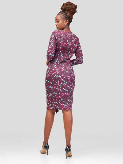 Immaculate Chic Draped Wrap Dress - Maroon Floral - Shopzetu