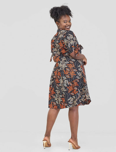 Hando Afrikan Designs Caro Shirt Dress - Brown - Shopzetu
