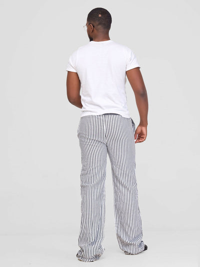 Liquid Lemn Striped Kikoy Lounging Pants - Grey - Shopzetu