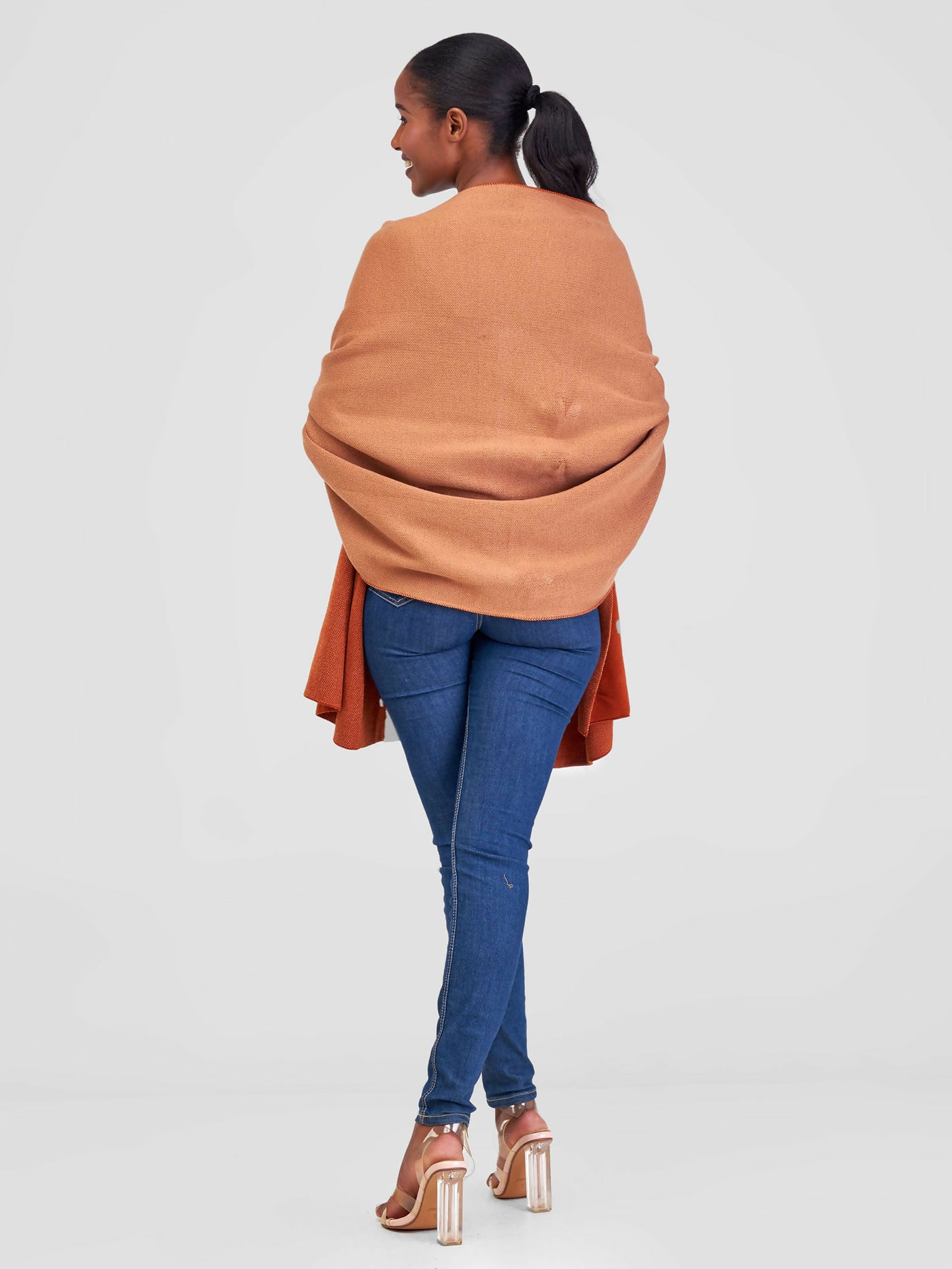 Anel's Knitwear Stunner Poncho - Nude / Rust