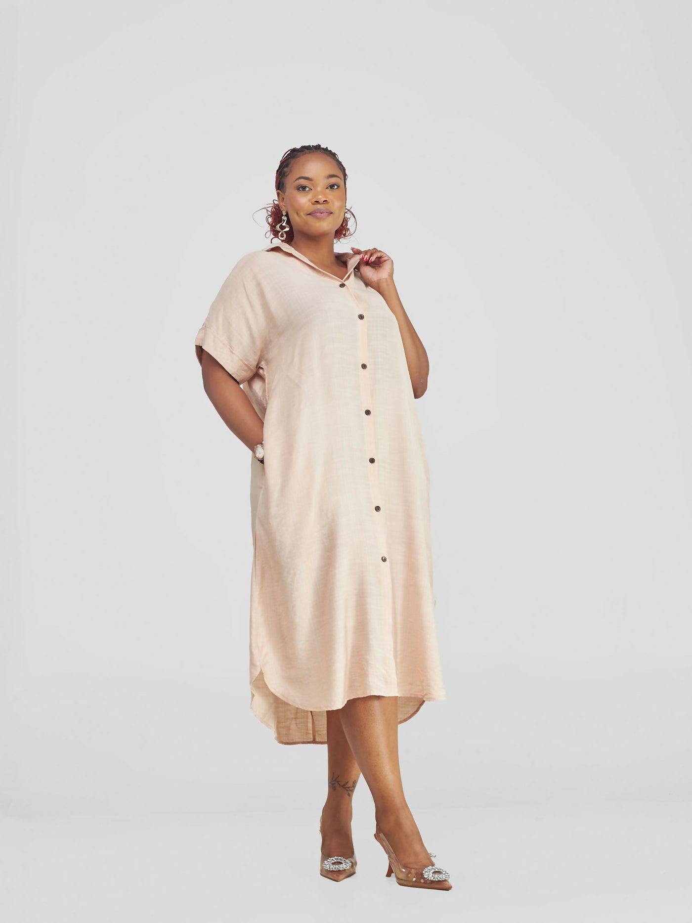 Kaia Shirt Dress - Nude