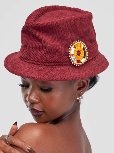 Umbo Collections Panama Fedora Hat - Maroon