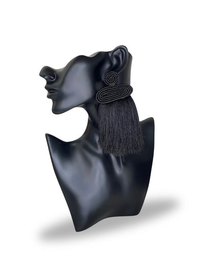 Tuli Liana Tassel Earring - Black - Shopzetu