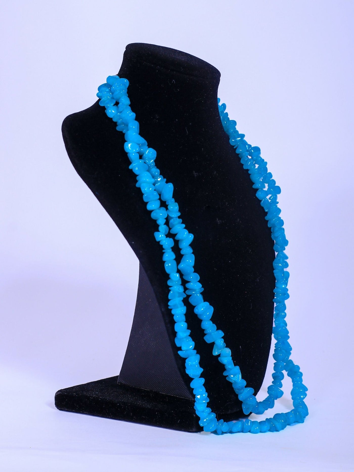 Double Layered Ceramic Beads Necklace Set - Blue - Shopzetu