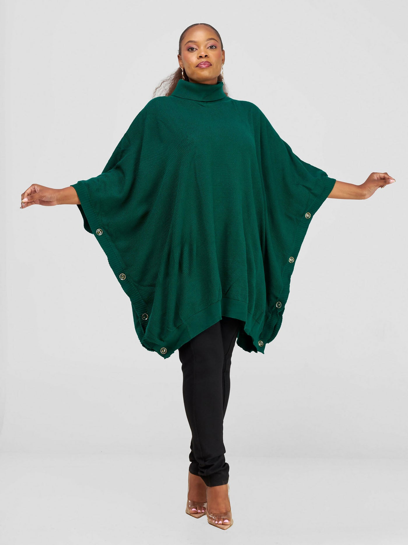 TexStyle Turtleneck Poncho - Green