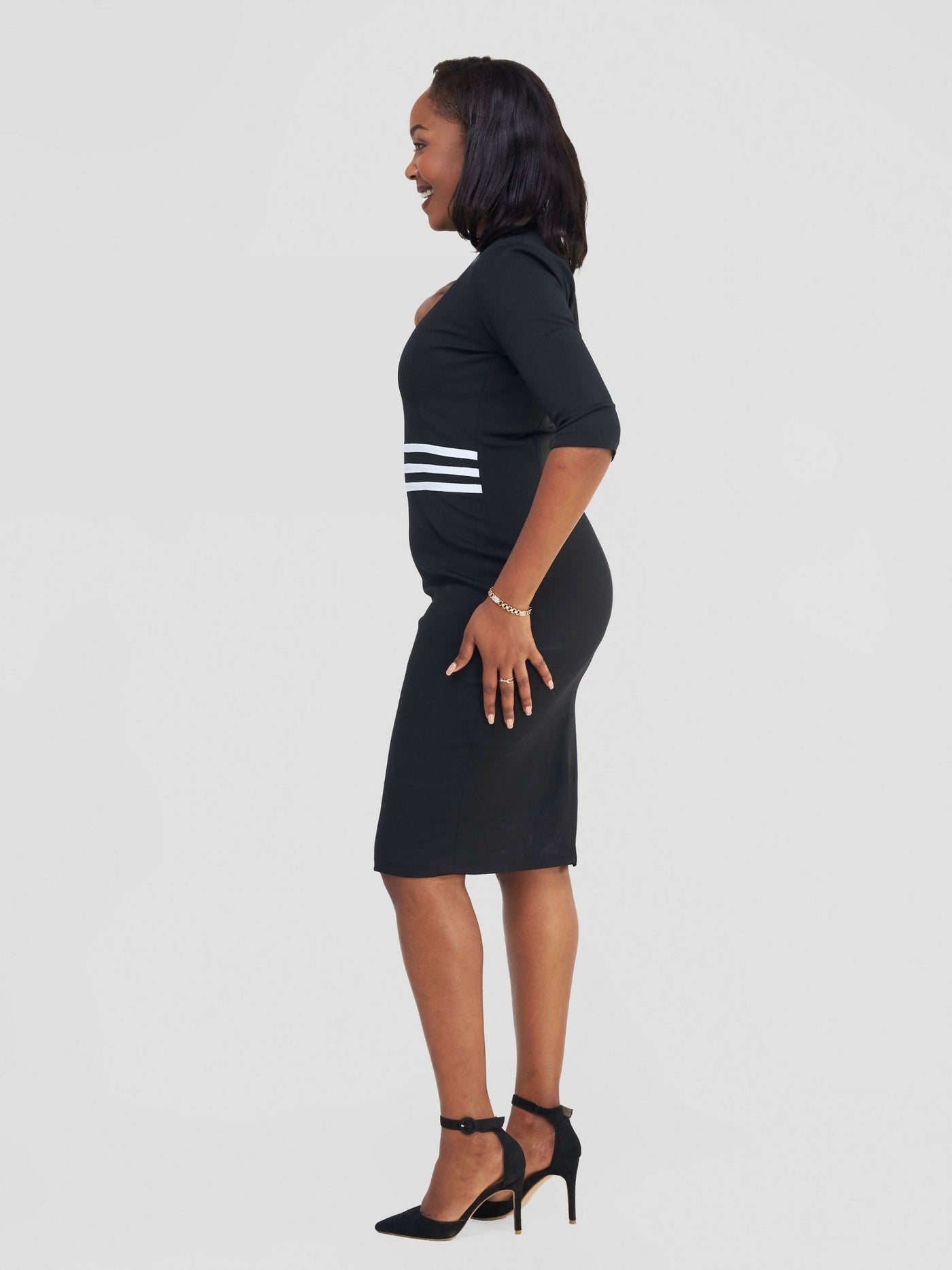 Kakiba Collections Maryanne stripes Dress - Black - Shopzetu