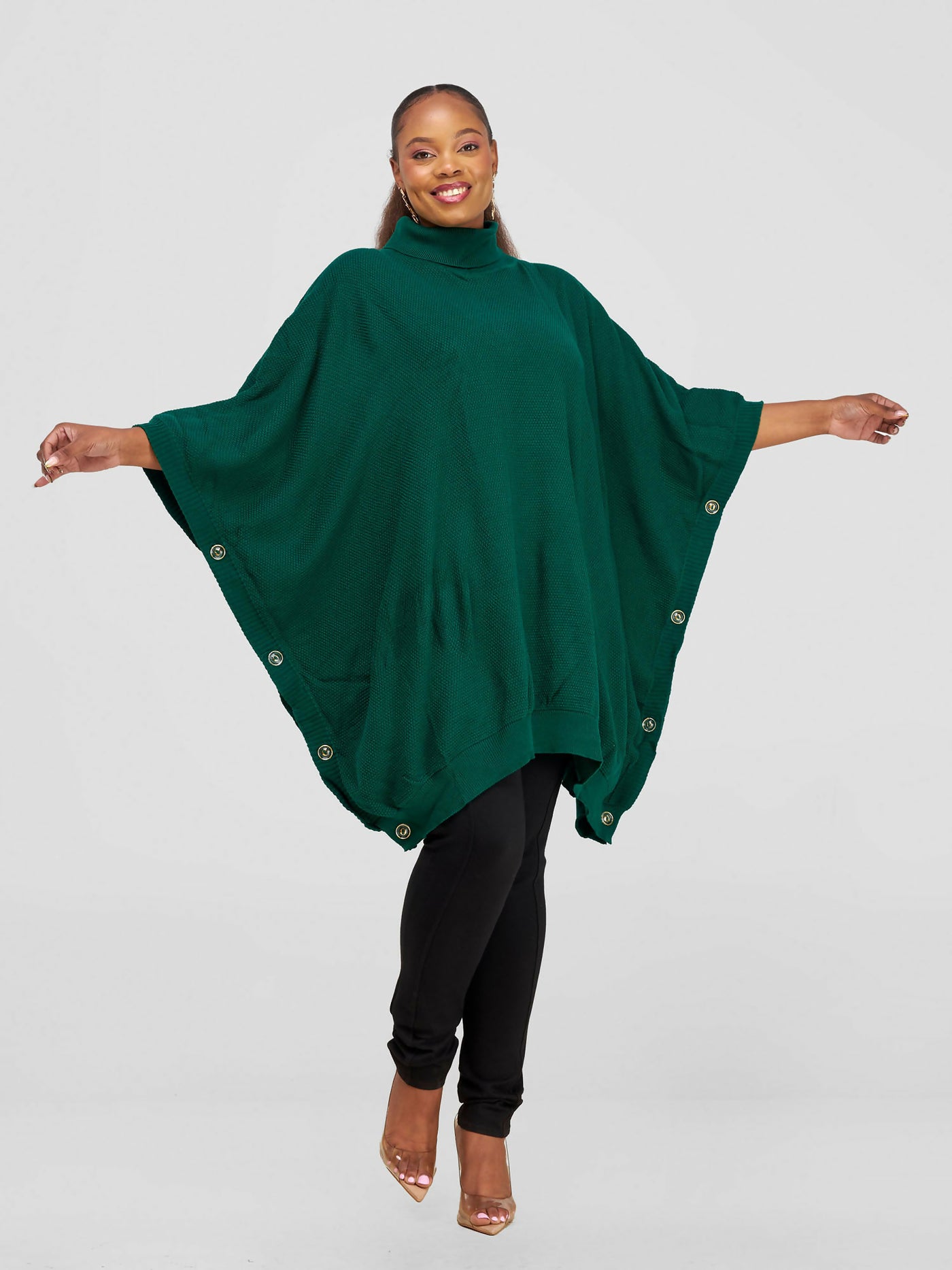 TexStyle Turtleneck Poncho - Green