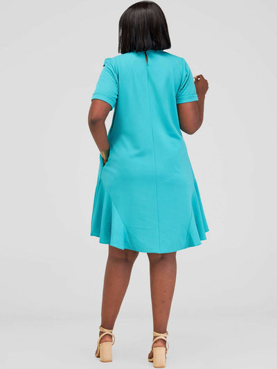 WCS Mariste Foi Shift Dress - Teal - Shopzetu