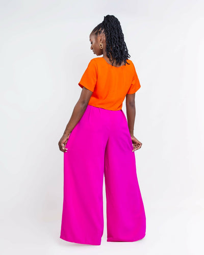 Elara Pant Set - Orange / Pink - Shopzetu