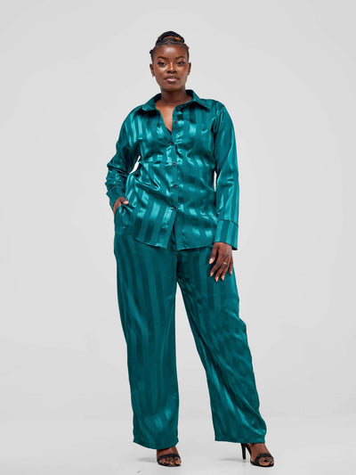 Lizola Cookie Pant Set - Emerald green - Shopzetu