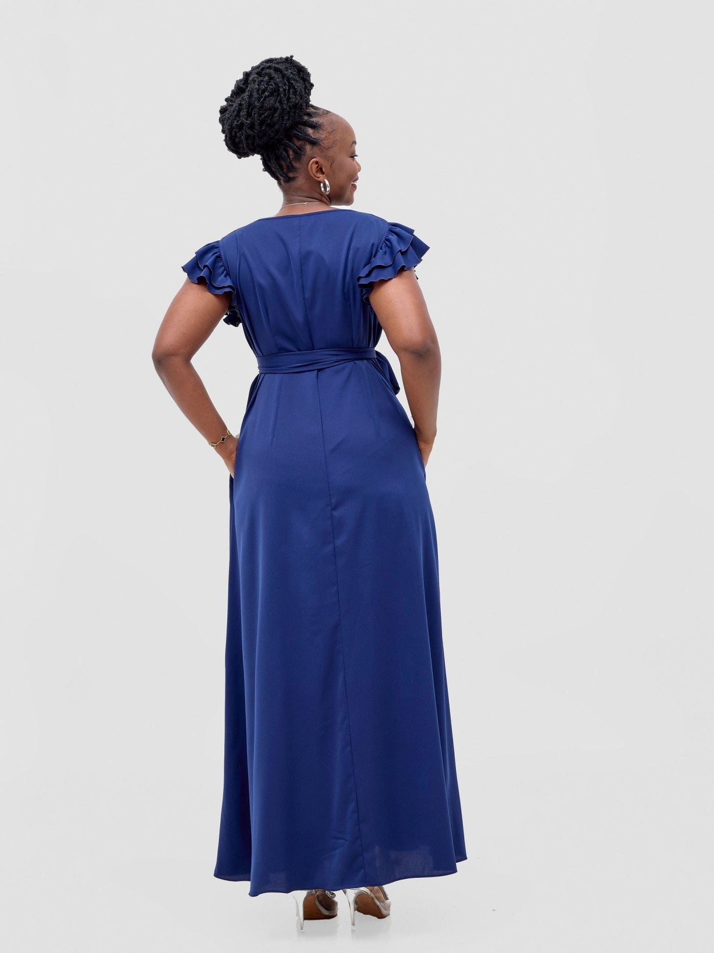 Vivo Nasinka A - line Maxi Dress - Light Navy Blue - Shopzetu