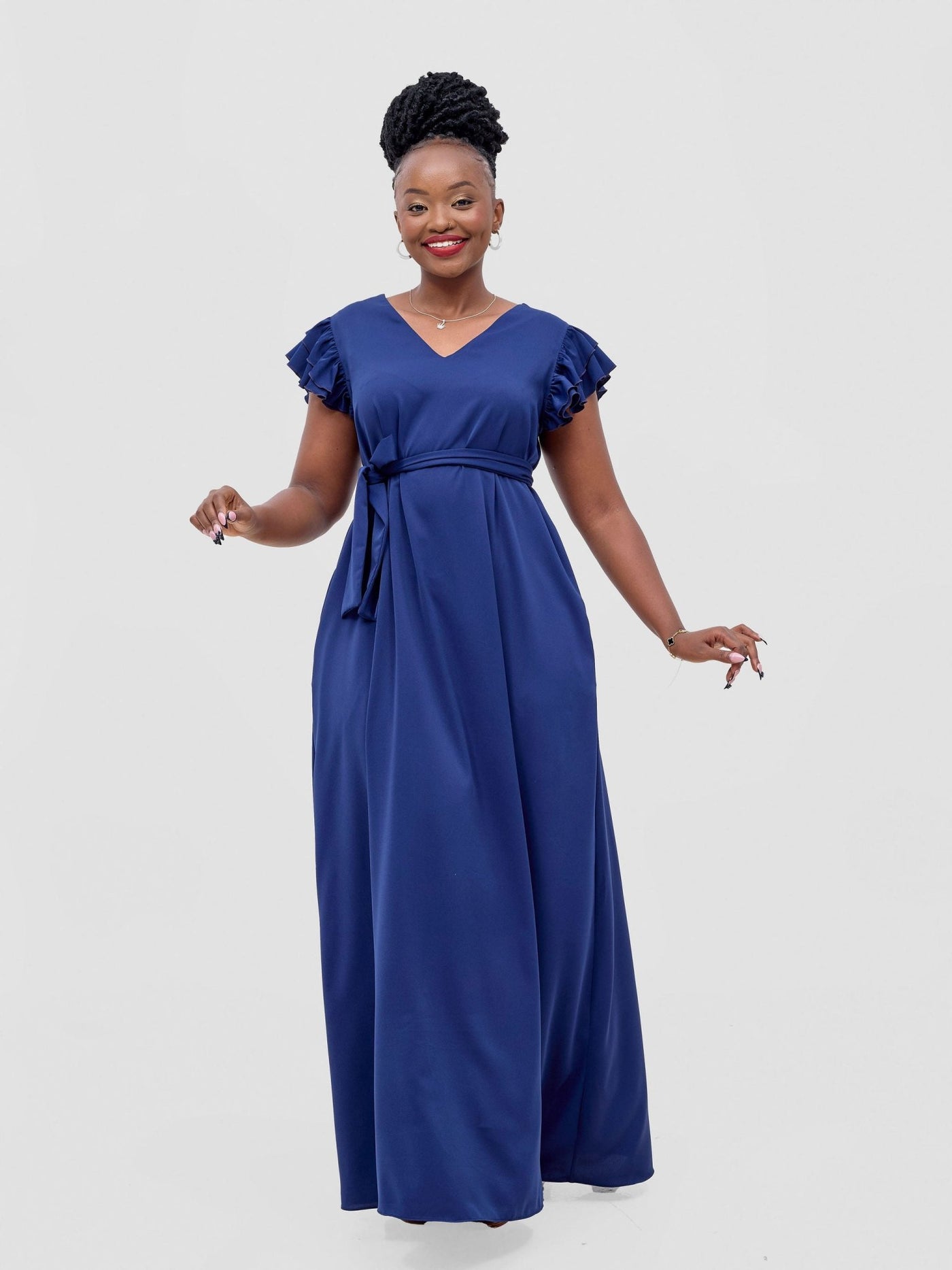 Vivo Nasinka A - line Maxi Dress - Light Navy Blue - Shopzetu