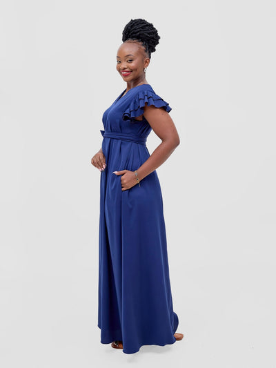 Vivo Nasinka A - line Maxi Dress - Light Navy Blue - Shopzetu