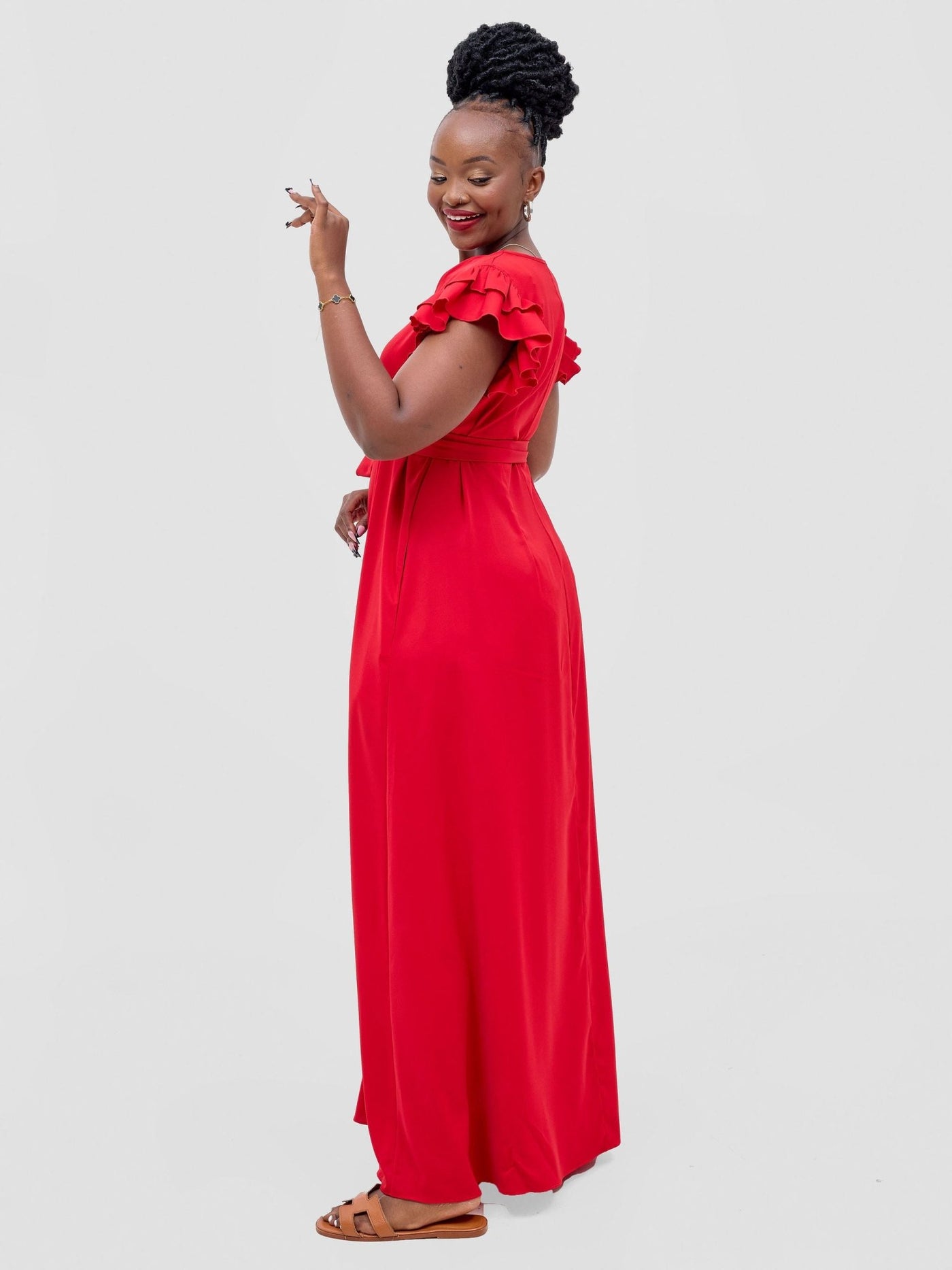 Vivo Nasinka A - line Maxi Dress - Red - Shopzetu