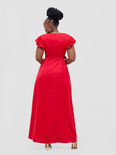 Vivo Nasinka A - line Maxi Dress - Red - Shopzetu