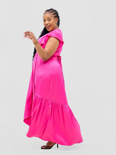 Vivo Hanabi Wrap Maxi Dress - Hot Pink - Shopzetu